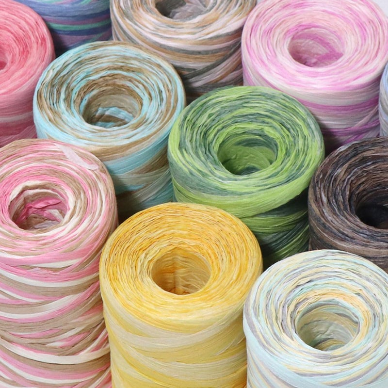 ALLWSLucky 393 Feet Colored Raffia Paper Ribbon, Colorful Pattern Packing Paper String Section Dyeing Raffia Ribbon for Gift Wrapping and DIY Decoration (Pink2) - Image 4